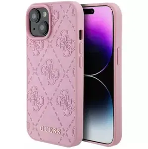 Kryt Guess GUHCP15SP4EPMP iPhone 15 6.1" pink hardcase Leather 4G Stamped (GUHCP15SP4EPMP)