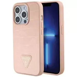 Kryt Guess GUHCP15XPCRTHCP iPhone 15 Pro Max pink hardcase Croco Triangle Metal Logo (GUHCP15XPCRTHCP)