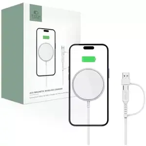 Nabíječka TECH-PROTECT QI15W-A25 MAGNETIC MAGSAFE WIRELESS CHARGER WHITE (9490713934449)