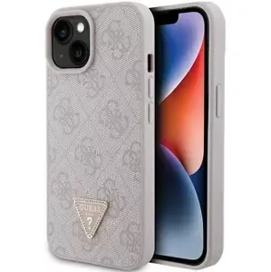 Kryt Guess GUHCP15SP4TDPP iPhone 15 6.1" pink hardcase Leather 4G Triangle Strass (GUHCP15SP4TDPP)