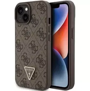 Kryt Guess GUHCP15SP4TDPW iPhone 15 6.1" brown hardcase Leather 4G Triangle Strass (GUHCP15SP4TDPW)