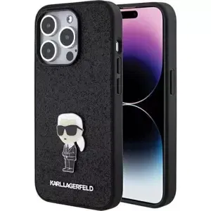 Kryt Karl Lagerfeld KLHCP15XGKNPSK iPhone 15 Pro Max 6.7" black hardcase Fixed Glitter Ikonik Logo Metal Pin (KLHCP15XGKNPSK)