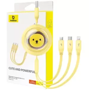 Kabel Baseus Charging Cable 3w1 USB to USB-C, USB-M, Lightning 3,5A, 1,1m (yellow)