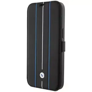 Kryt BMW BMBKP15X22RVSK iPhone 15 Pro Max 6.7" black bookcase Leather Stamp Blue Lines (BMBKP15X22RVSK)