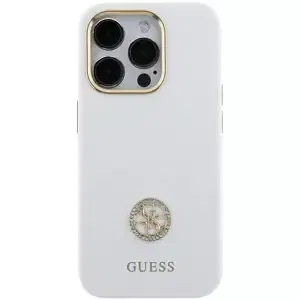 Kryt Guess GUHCP15SM4DGPH iPhone 15 6.1" white hardcase Silicone Logo Strass 4G (GUHCP15SM4DGPH)