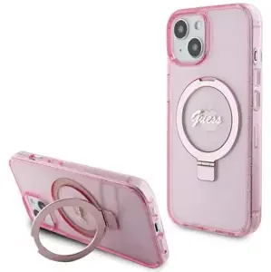 Kryt Guess GUHMP15SHRSGSP iPhone 15 6.1" pink hardcase Ring Stand Script Glitter MagSafe (GUHMP15SHRSGSP)