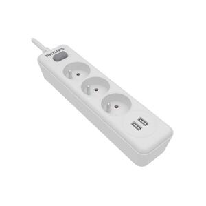 Philips Philips SPN3032WA/60 - Prodlužovací kabel s vypínačem 3Z + 2xUSB-A 2m bílá