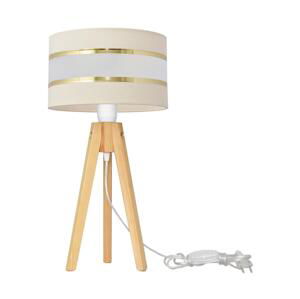 Stolní lampa HELEN 1xE27/60W/230V krémová/zlatá/borovice