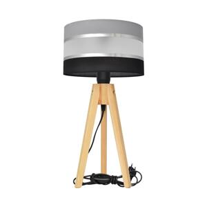 Stolní lampa HELEN 1xE27/60W/230V šedá/černá/chrom/borovice