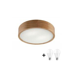 LED Stropní svítidlo OAK 2xE27/10W/230V dub pr. 37 cm