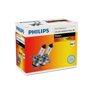 Philips SADA 2x Autožárovka Philips VISION 12342PRC2 H4 P43t-38/60W/55W/12V 3200K