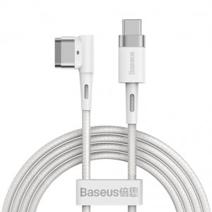 Baseus Zinc magnetický kabel L-shape MacBook Power / USB-C 60W 2m, bílý (CATXC-W02)