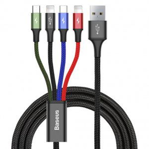 Baseus Rapid kabel USB / 2x Lightning / USB-C / Micro USB 3.5A 1.2m, černý (CA1T4-A01)