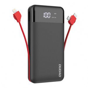 Dudao K1Pro Power Bank 20000mAh 2x USB + kabel Lightning / USB-C / Micro USB, černý (K1Pro-black)