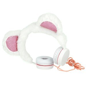 MG Plush Bear plyšové sluchátka s ušima, bílé