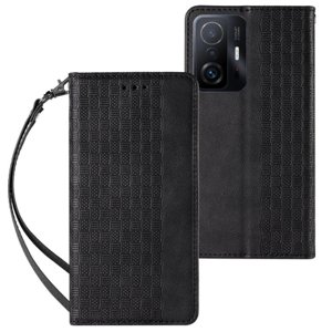 MG Magnet Strap knížkové kožené pouzdro na Xiaomi Redmi Note 11 Pro 4G/5G, černé