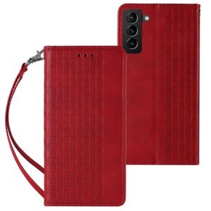 MG Magnet Strap knížkové kožené pouzdro na Samsung Galaxy S22, červené