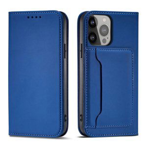 MG Magnet Card knížkové kožené pouzdro na iPhone 13 Pro Max, modré
