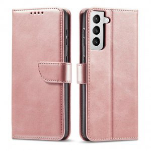 MG Magnet knížkové kožené pouzdro na Samsung Galaxy S22 Ultra, růžové
