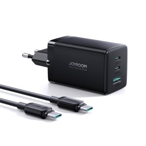 Joyroom TCG01 GaN síťová nabíječka USB / 2x USB 65W + kabel USB-C, černá (TCG01)