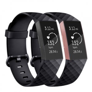 BStrap Silicone Diamond (Small) řemínek na Fitbit Charge 3 / 4, black (SFI008C01)