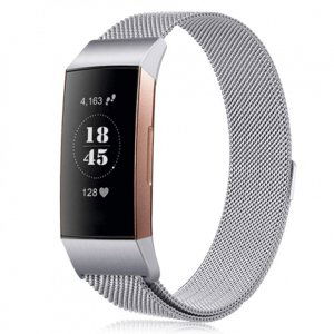 BStrap Milanese (Large) řemínek na Fitbit Charge 3 / 4, silver (SFI005C05)