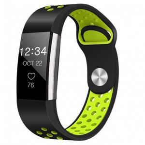 BStrap Silicone Sport (Large) řemínek na Fitbit Charge 2, black/green (SFI003C02)