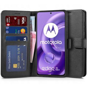 Tech-Protect Wallet knížkové kožené pouzdro na Motorola Edge 30 Neo, černé