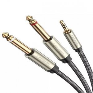 Ugreen AV126 audio kabel 3.5 mm jack - 2x 6.35 mm jack 1m, šedý (10613)