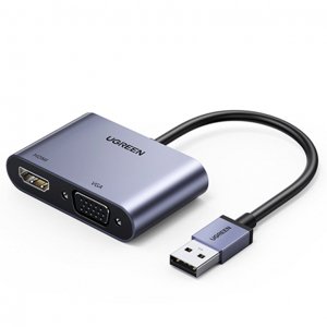 Ugreen CM449 adaptér USB - HDMI 1.3 / VGA 1.2, šedý (CM449)