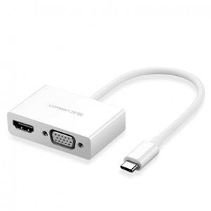 Ugreen MM123 adaptér USB-C - HDMI / VGA, bílý (MM123)