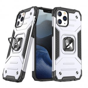 MG Ring Armor plastový kryt na iPhone 13 Pro Max, stříbrný