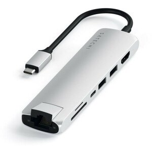 Satechi Aluminium Type-C Slim Multiport (1xHDMI 4K,2x USB-A,1x SD,1x Ethernet) stříbrný