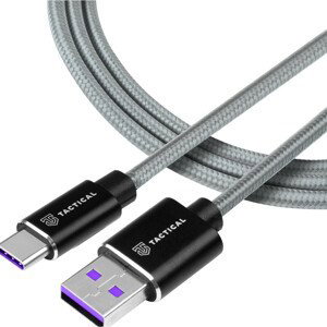 Tactical Fast Rope Aramid Cable USB-A/USB-C (HUAWEI SUPER CHARGE) 1m šedý