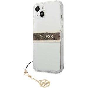 Guess PU/TPU 4G Brown Stripe Case iPhone 13 Mini čirý/hnědý