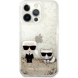 Karl Lagerfeld Liquid Glitter Karl and Choupette Cover iPhone 13 Pro Max zlatý