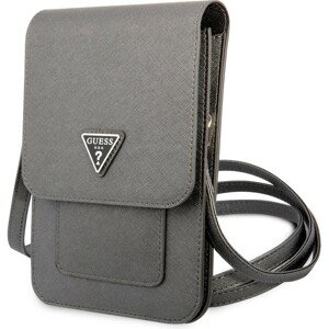 Guess PU Saffiano Triangle Logo Phone Bag šedé