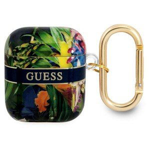 Guess TPU Flower Print pouzdro Airpods 1/2 modré