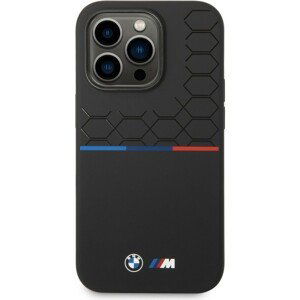 BMW M Liquid Silicone Tricolor kryt iPhone 14 Pro Max černý