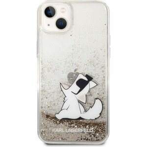 Karl Lagerfeld Liquid Glitter Choupette Eat kryt iPhone 14 Plus zlatý