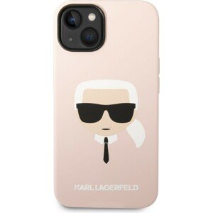 Karl Lagerfeld Liquid Silicone Karl Head kryt iPhone 14 Plus růžový