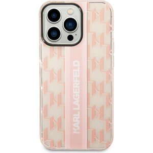 Karl Lagerfeld Monogram Vertical Stripe kryt iPhone 14 Pro růžový