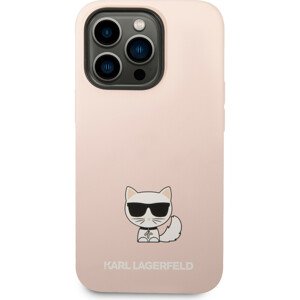 Karl Lagerfeld Liquid Silicone Choupette kryt iPhone 14 Pro Max růžový