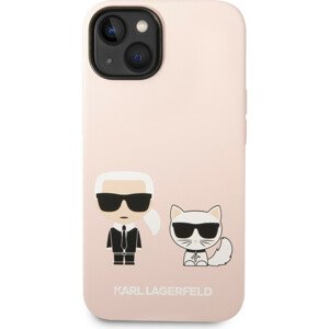 Karl Lagerfeld MagSafe kryt Liquid Silicone Karl and Choupette iPhone 14 Plus růžový