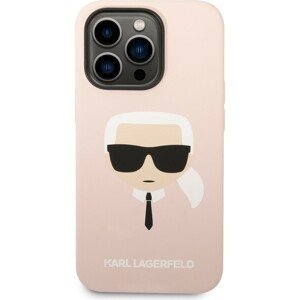 Karl Lagerfeld MagSafe kryt Liquid Silicone Karl Head iPhone 14 Pro Max růžový