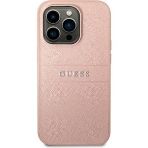 Guess PU Leather Saffiano kryt iPhone 14 Pro růžový