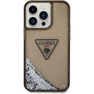 Guess PC/TPU Liquid Glitter Triangle Logo kryt iPhone 14 Pro černý