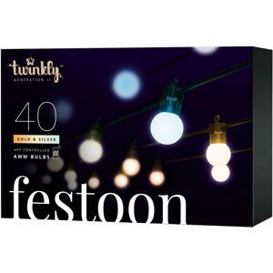 Twinkly Festoon Gold Edition 40 ks chytré žárovky G45 10m