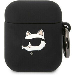 Karl Lagerfeld 3D Logo NFT Choupette Head Silikonové pouzdro Airpods 1/2 černé