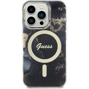 Guess Marble IML MagSafe kryt iPhone 13 Pro černý